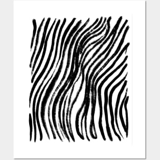 Abstract Wave Animal Pattern Zebra Black and White Posters and Art